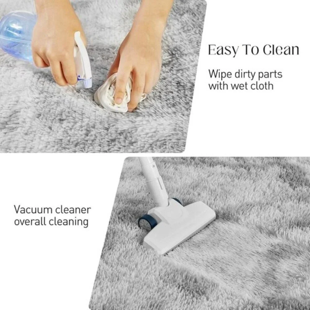 New 5x7 Ultra Soft Area Rug, Fluffy Tie-Dye Grey Non-Slip Carpet for Bedroom